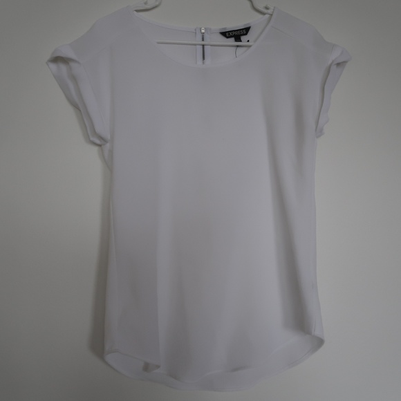 Express White Airy Chiffon Short Sleeves Blouse - Picture 1 of 5
